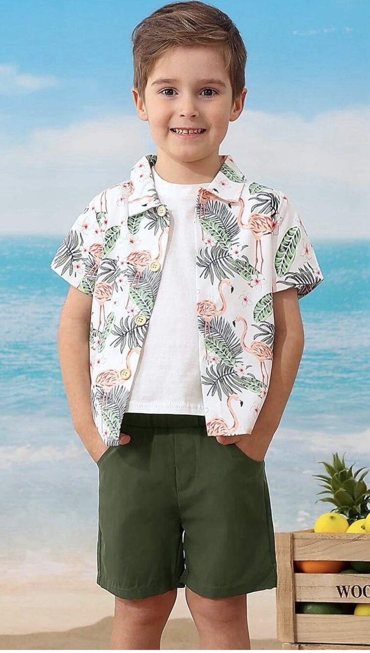 Coco&RARA Tropical Shirt & Shorts Outfit Boys 18-24 Months New